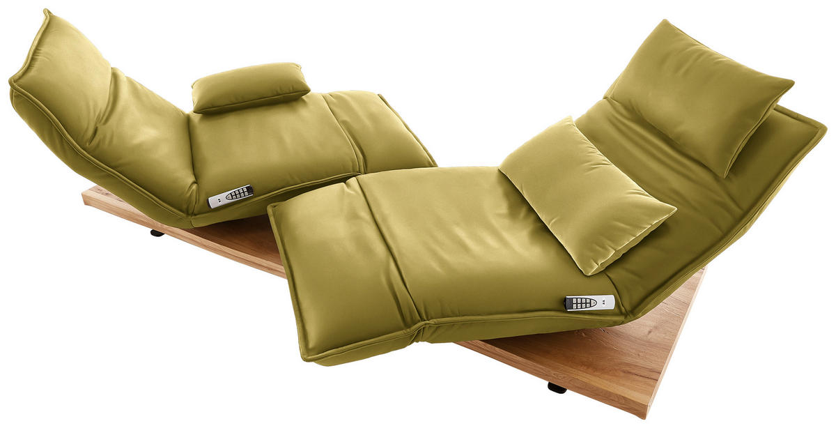 2-SITZER-SOFA in Leder Hellgrün  - Eichefarben/Schwarz, Natur, Leder/Holz (240/63/115cm) - Koinor