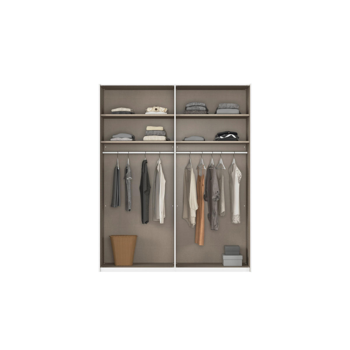 SCHWEBETÜRENSCHRANK 181/236/68 cm 2-türig Weiß  - Alufarben/Weiß, Basics, Glas/Holzwerkstoff (181/236/68cm) - Novel