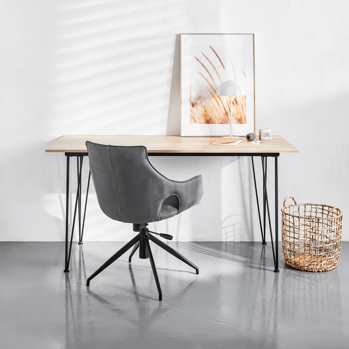 JEDILNA MIZA, naravne barve, črna  - črna/naravne barve, Basics, kovina/leseni material (150/70/75cm) - MID.YOU