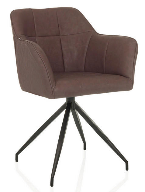 STOL MED ARMSTÖD läderimitation  - svart/mörkbrun, Modern, metall/läder (61/90/56cm) - MID.YOU