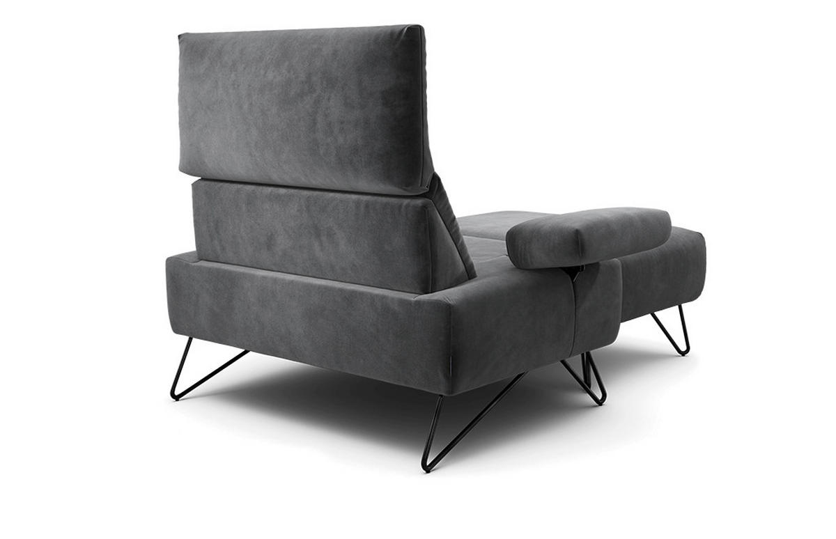 SESSELSET Samt Armteilverstellung    - Anthrazit/Schwarz, Design, Textil/Metall (114-142/85/86-94cm) - SENSOO