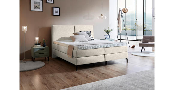 BOXSPRINGBETT 160/200 cm in Creme - Creme/Schwarz, KONVENTIONELL, Textil/Metall (160/200cm) - Dieter Knoll