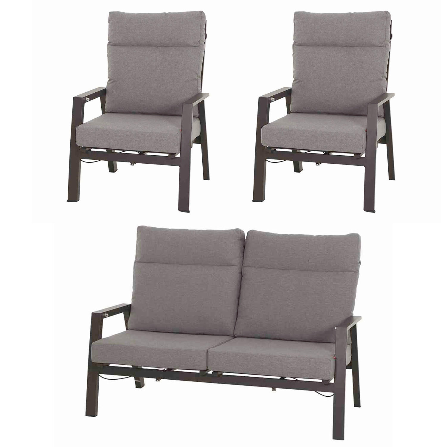 LOUNGEGARNITUR Aluminium  - Grau, Basics, Keramik/Kunststoff (72,5/82,5/99cm) - Siena Garden