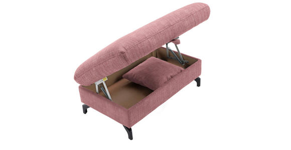 ECKSOFA in Flachgewebe, Leinenoptik Rosa  - Schwarz/Rosa, Design, Textil/Metall (247/208cm) - Xora