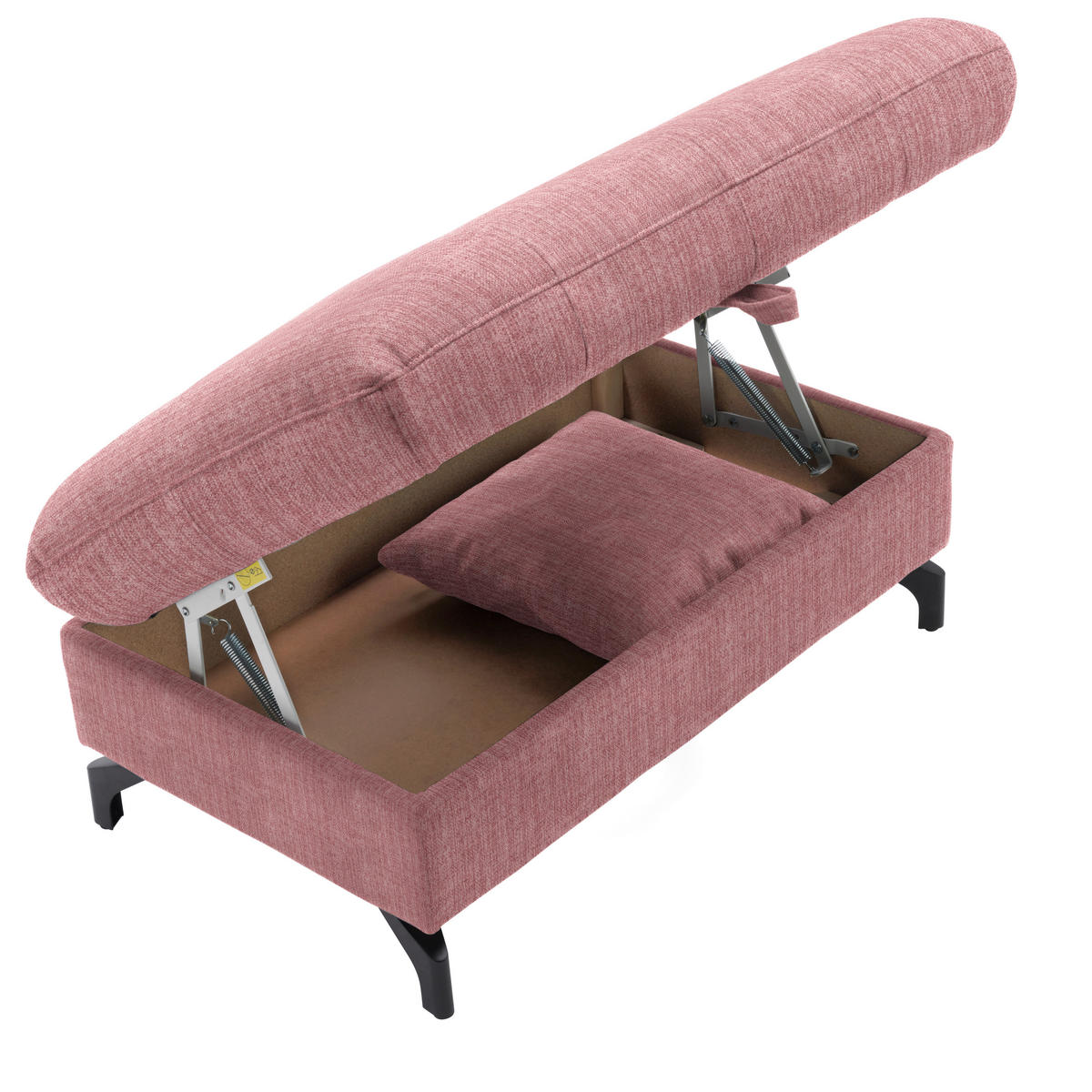 ECKSOFA in Flachgewebe, Leinenoptik Rosa  - Schwarz/Rosa, Modern, Textil/Metall (247/208cm) - Xora