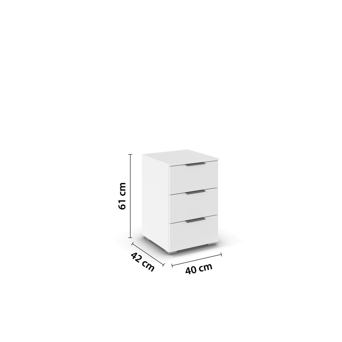 NACHTSCHRANK 40/61/42 cm  - Alufarben/Weiß, MODERN, Holzwerkstoff (40/61/42cm) - Rauch Möbel