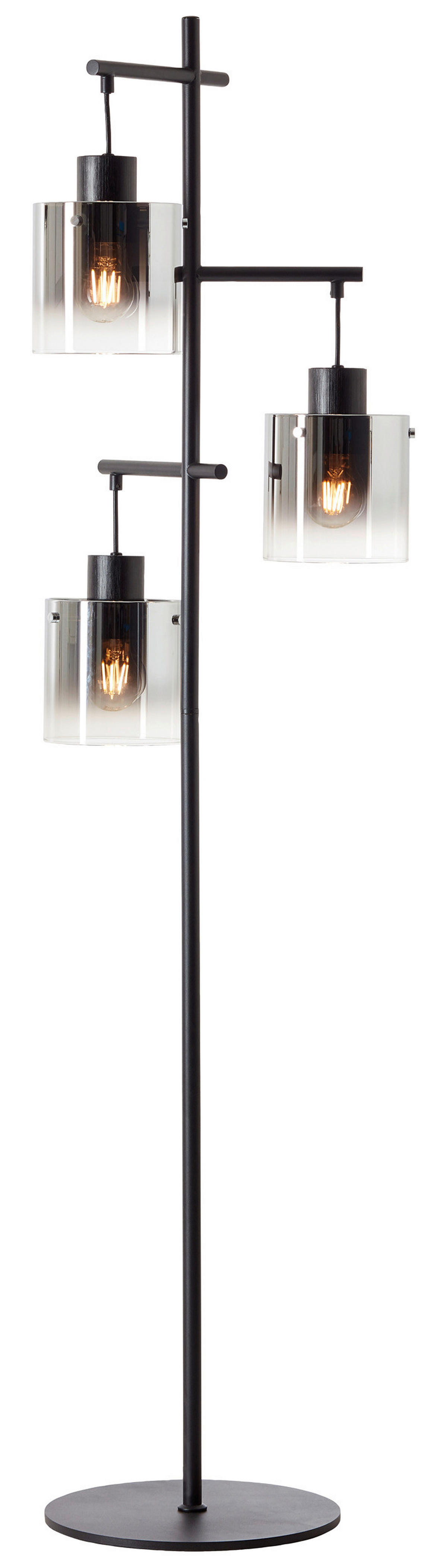 STEHLEUCHTE - Schwarz/Grau, Design, Glas/Metall (46/152cm) - Dieter Knoll