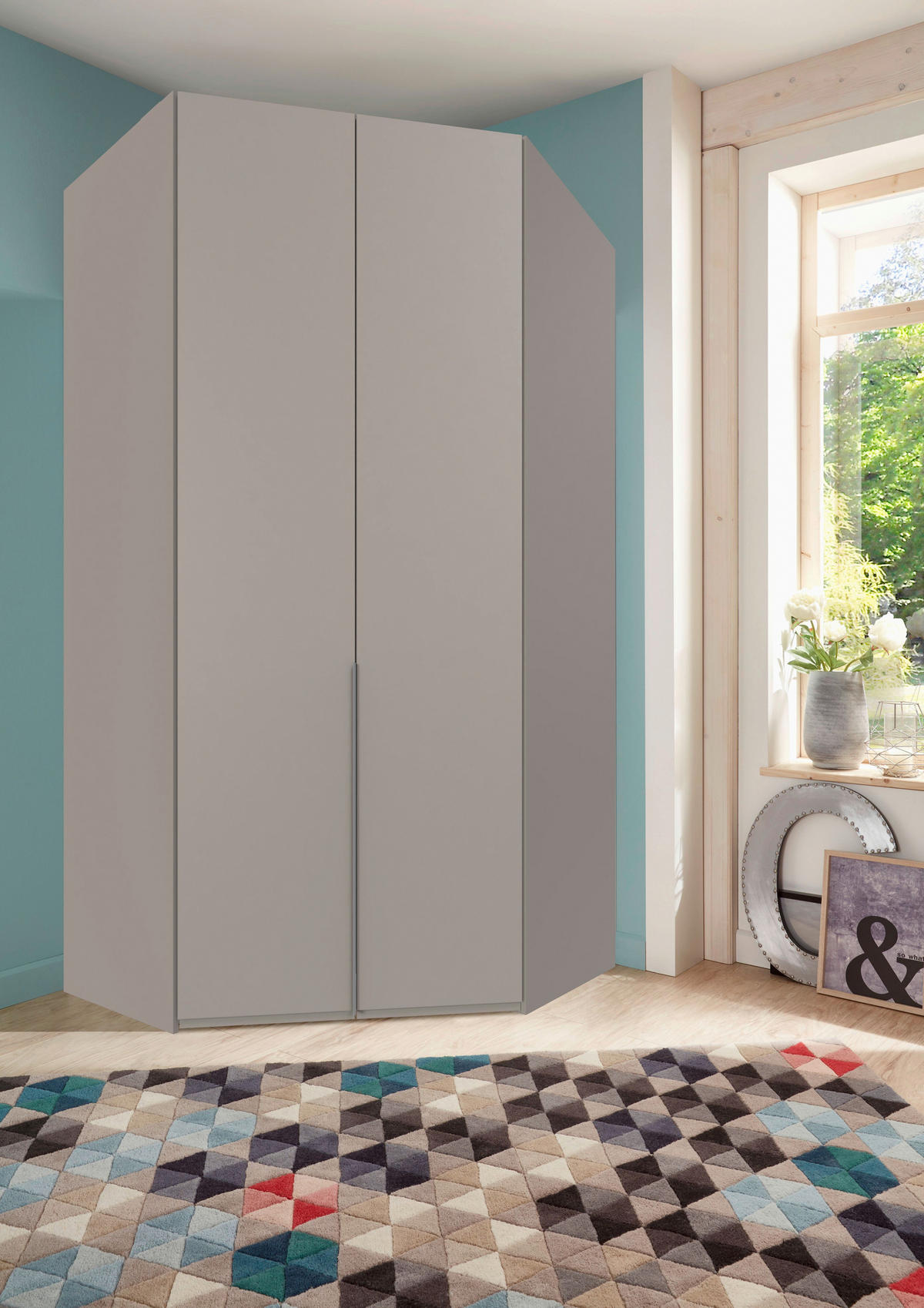 ECKKLEIDERSCHRANK 120/236/120 cm  - Alufarben/Grau, Modern, Holzwerkstoff/Metall (120/236/120cm) - MID.YOU
