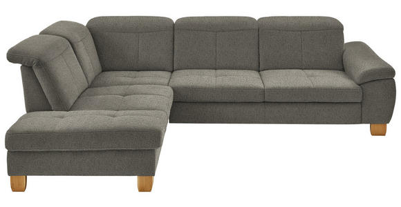 ECKSOFA  in Flachgewebe Braun, Grün  243/301 cm  - Wildeiche/Braun, Natur, Holz/Textil (243/301cm) - Voleo