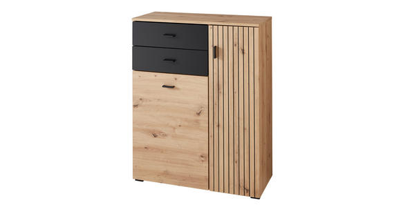 SCHUHSCHRANK in 84/106,2/37,4 cm - Schwarz/Eiche Artisan, Design, Holzwerkstoff/Kunststoff (84/106,2/37,4cm) - Voleo
