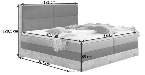 BOXSPRINGBETT Webstoff 180/200 cm INKL. Beleuchtung, Topper - Eichefarben/Beige, Design, Holz/Textil (180/200cm) - Linea Natura