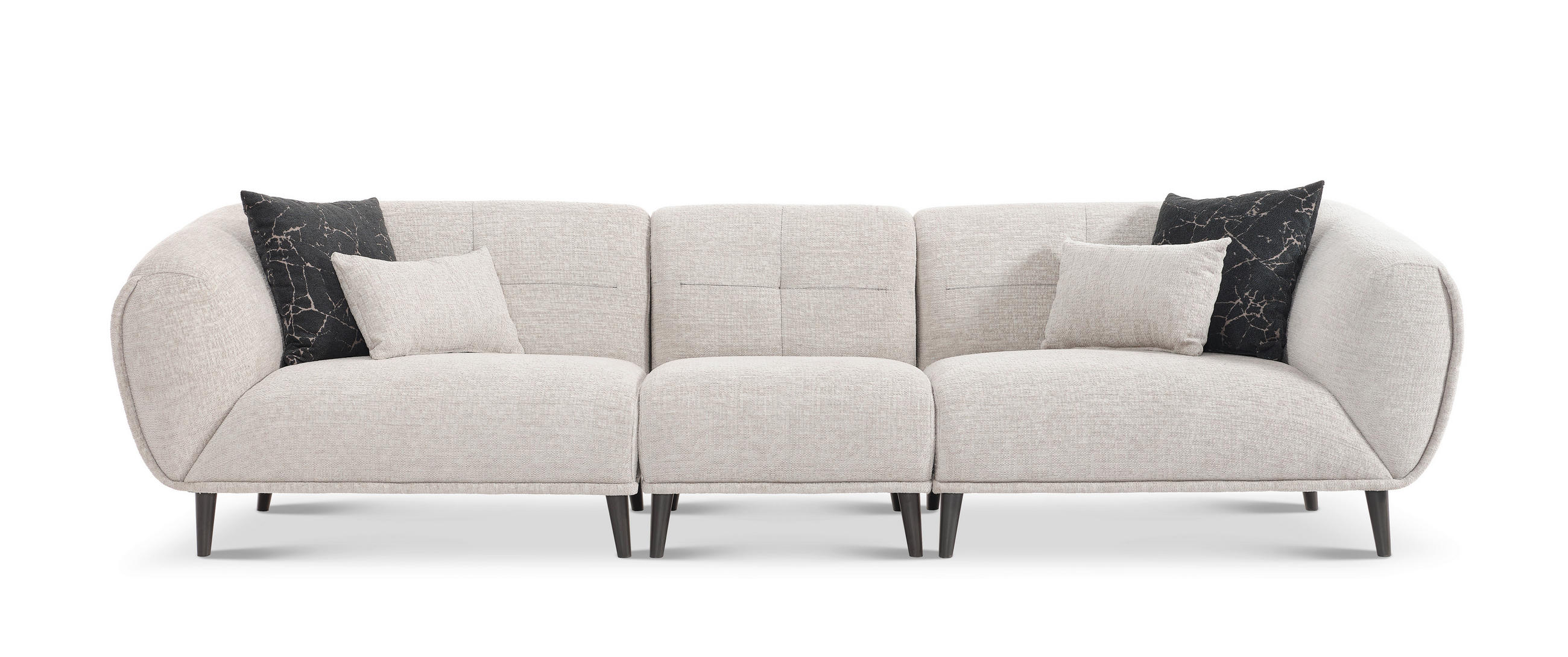 VIERSITZER-SOFA Bouclé Hellgrau  - Anthrazit/Hellgrau, Design, Kunststoff/Textil (308/80/102cm) - Livetastic