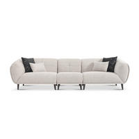 VIERSITZER-SOFA in Bouclé Hellgrau  - Anthrazit/Hellgrau, Design, Kunststoff/Textil (308/80/102cm) - Livetastic
