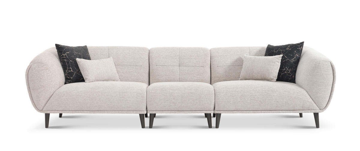 VIERSITZER-SOFA in Bouclé Hellgrau  - Anthrazit/Hellgrau, Design, Kunststoff/Textil (308/80/102cm) - Livetastic