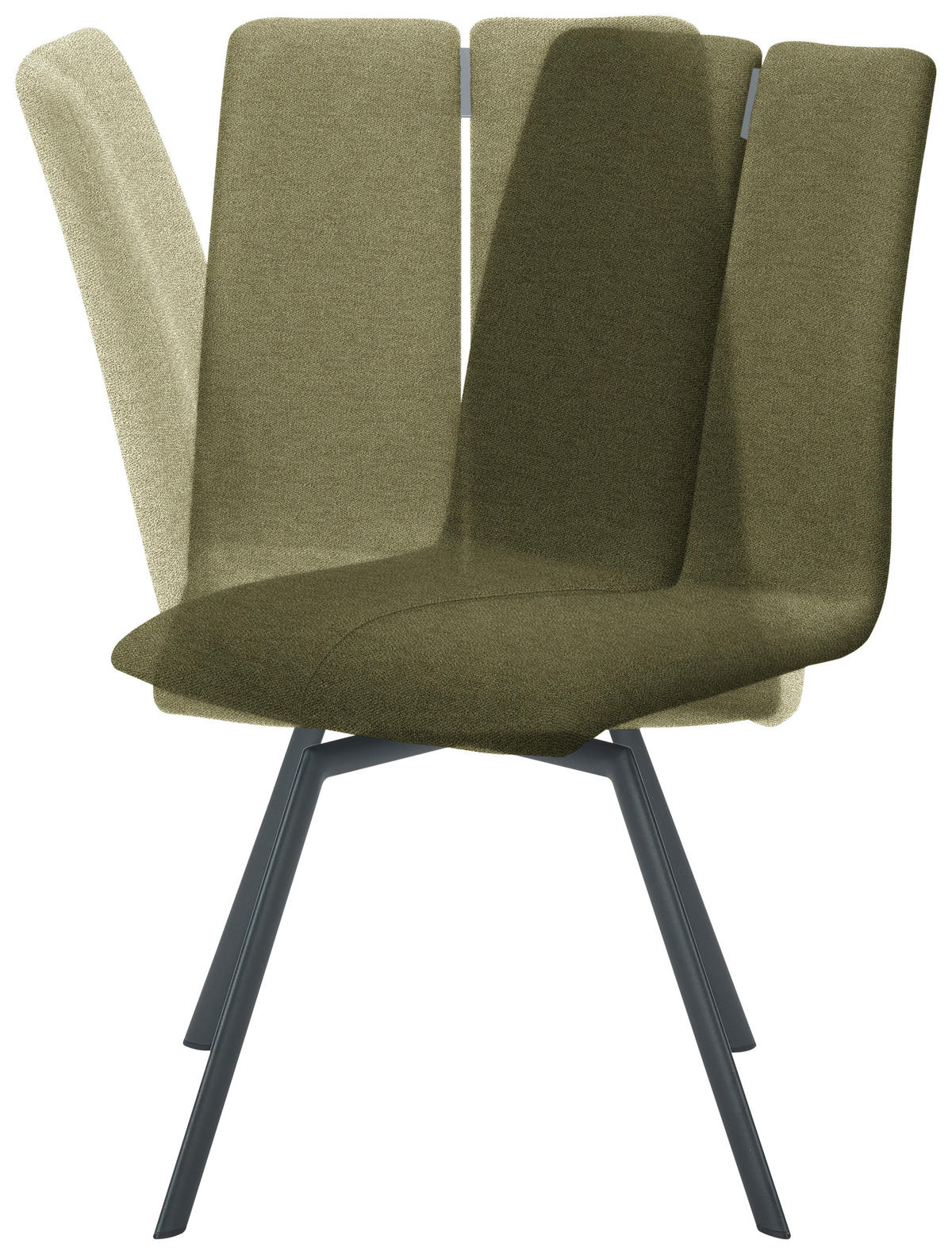 STUHL  Lederauswahl, Stoffauswahl, Typenauswahl Struktur  - Anthrazit/Grün, Design, Textil/Metall (50/92/64cm) - Venjakob