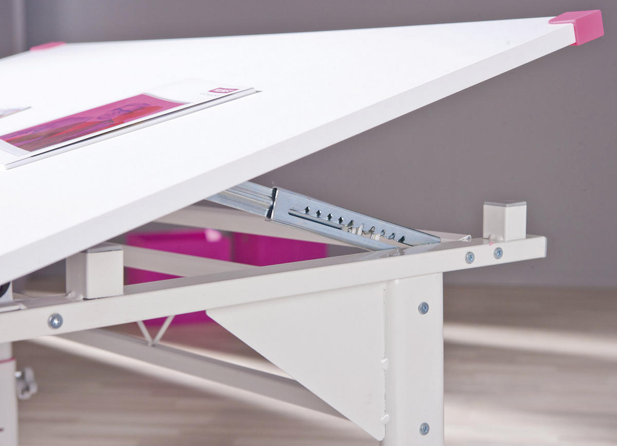 JUGENDSCHREIBTISCH 100/66/69-84 cm  in Pink, Weiss, Grün  - Weiss/Pink, Konventionell, Holzwerkstoff/Metall (100/66/69-84cm) - MID.YOU