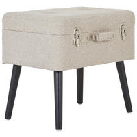 HOCKER Vliesstoff, Bouclé Kiefer Schwarz, Beige  - Beige/Schwarz, Trend, Holz/Textil (50/46/35cm) - Xora