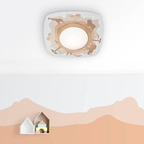 KINDERDECKENLEUCHTE Scandi Savanne 58/58/12 cm   - Orange, Basics, Holz (58/58/12cm)