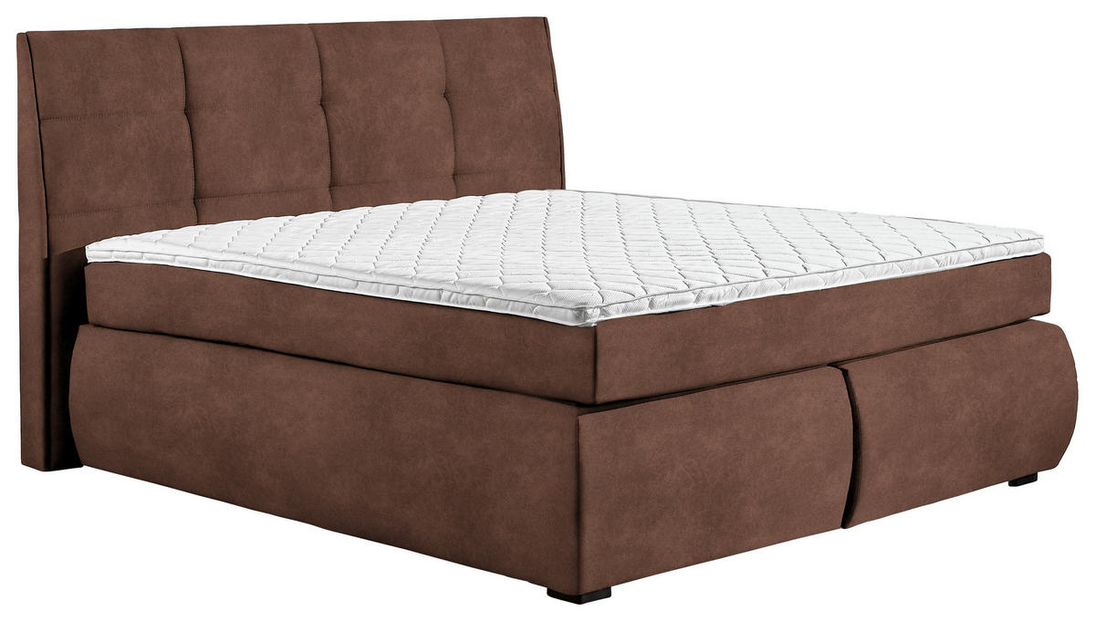 BOXSPRINGBETT 160/200 cm  in Rotbraun  - Wengefarben/Rotbraun, KONVENTIONELL, Holz/Textil (160/200cm) - Xora