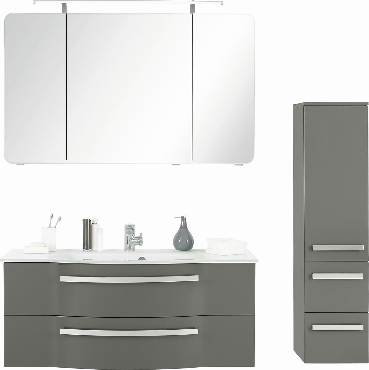 BADRUM 120 cm  - grå, Design, trämaterial/glas (120cm) - Sadena