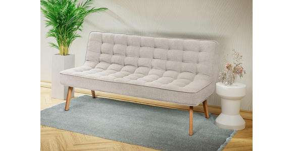 SITZBANK 183/90/79 cm Webstoff Champagner Eiche vollmassiv  - Champagner/Eichefarben, Design, Holz/Textil (183/90/79cm) - Linea Natura