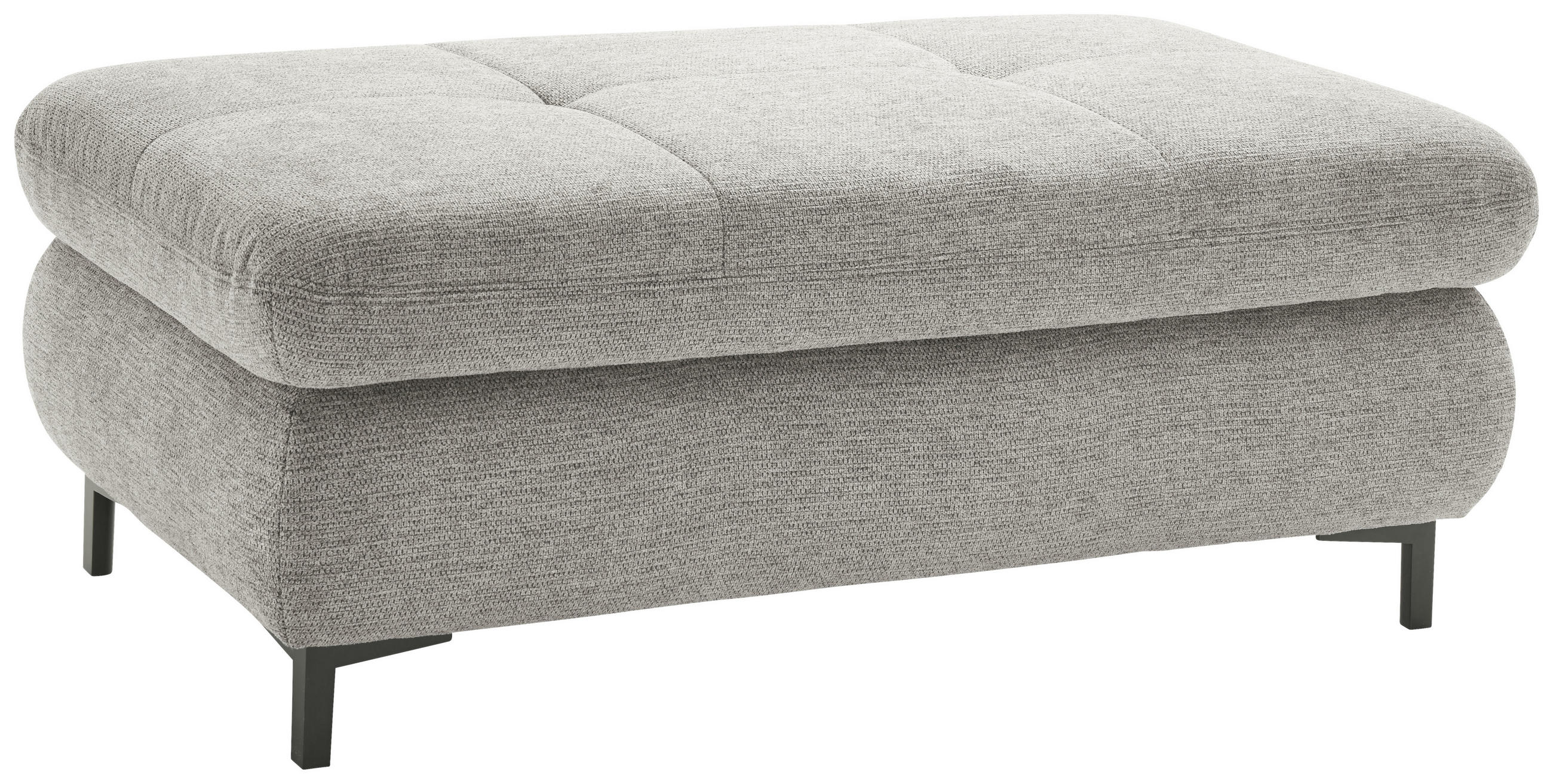 HOCKER Webstoff Grau - Schwarz/Grau, KONVENTIONELL, Textil/Metall (129/49/64cm) - SetOne by Musterring