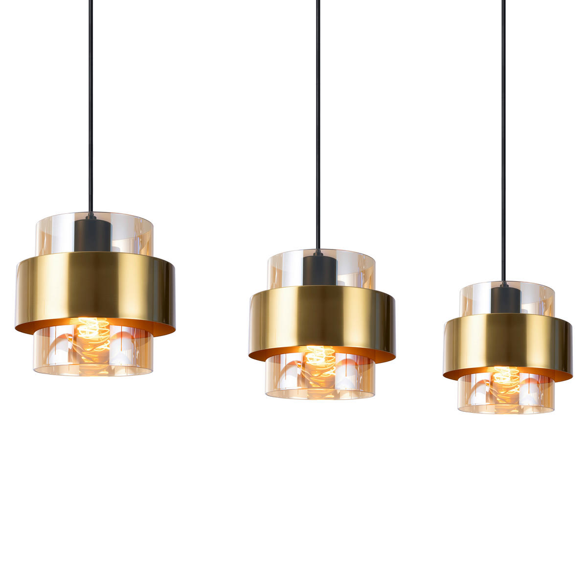HÄNGLAMPA 73/18/120 cm  - svart/guldfärgad, Design, metall/glas (73/18/120cm) - Dieter Knoll