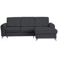 ECKSOFA Dunkelgrau Flachgewebe  - Dunkelgrau/Silberfarben, Design, Textil/Metall (244/167cm) - Cantus