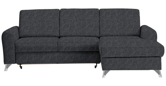 ECKSOFA Dunkelgrau Flachgewebe  - Dunkelgrau/Silberfarben, Design, Textil/Metall (244/167cm) - Cantus