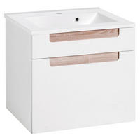 Waschtischkombination in 60 cm  - Weiss/Sonoma Eiche, Modern, Holzwerkstoff/Stein (60cm) - Held