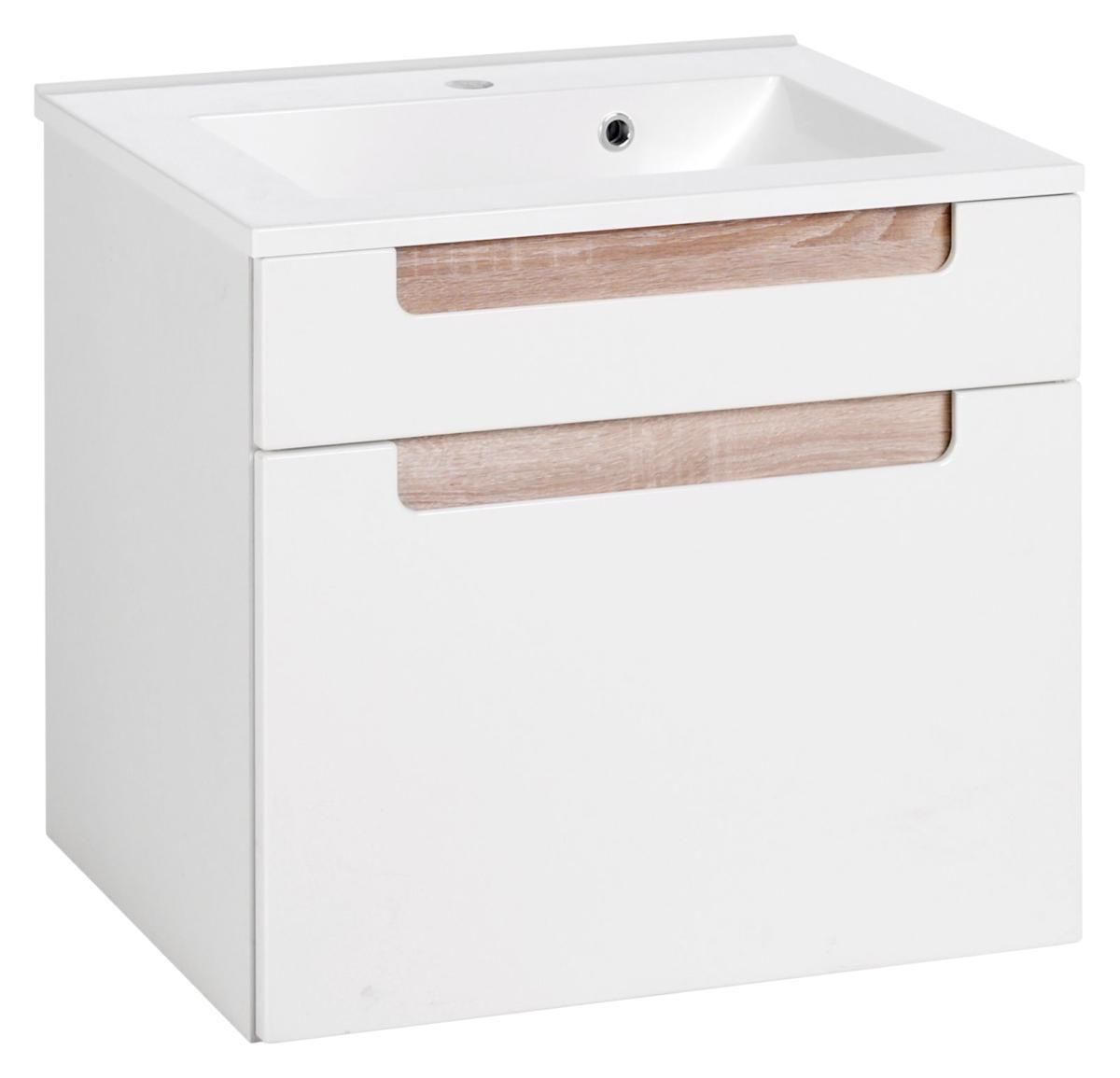 WASCHTISCHKOMBI 60 cm  - Weiß/Sonoma Eiche, MODERN, Holzwerkstoff/Stein (60cm) - Held
