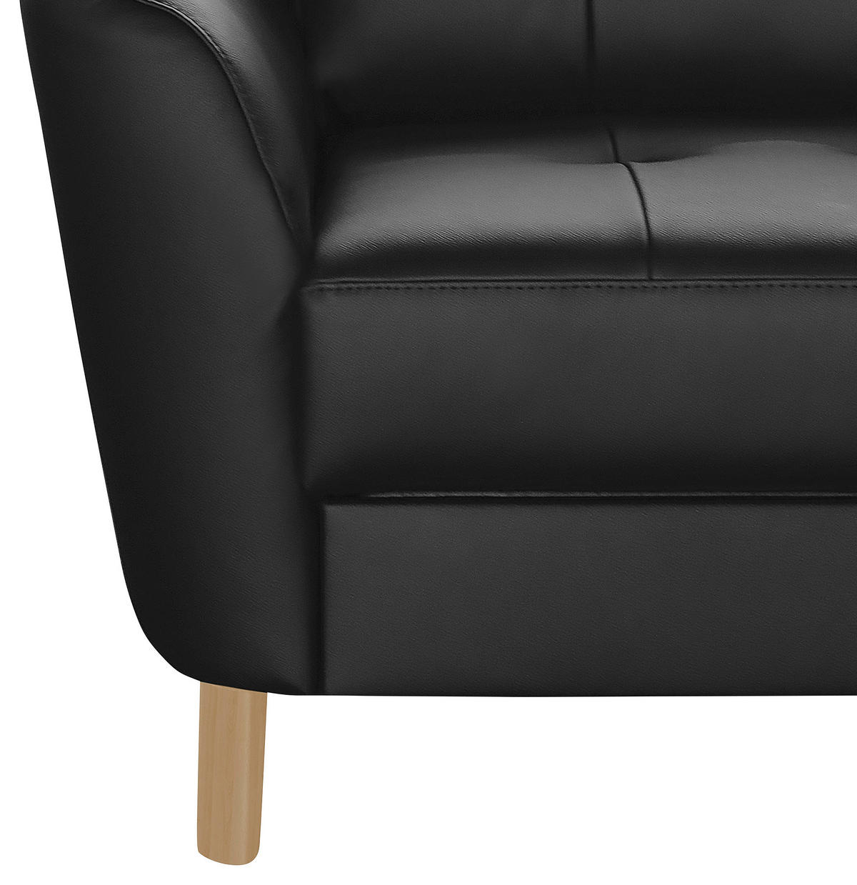 ECKSOFA in Lederlook Echtleder Schwarz  - Buchefarben/Schwarz, Design, Leder/Holz (236/190cm) - Livetastic