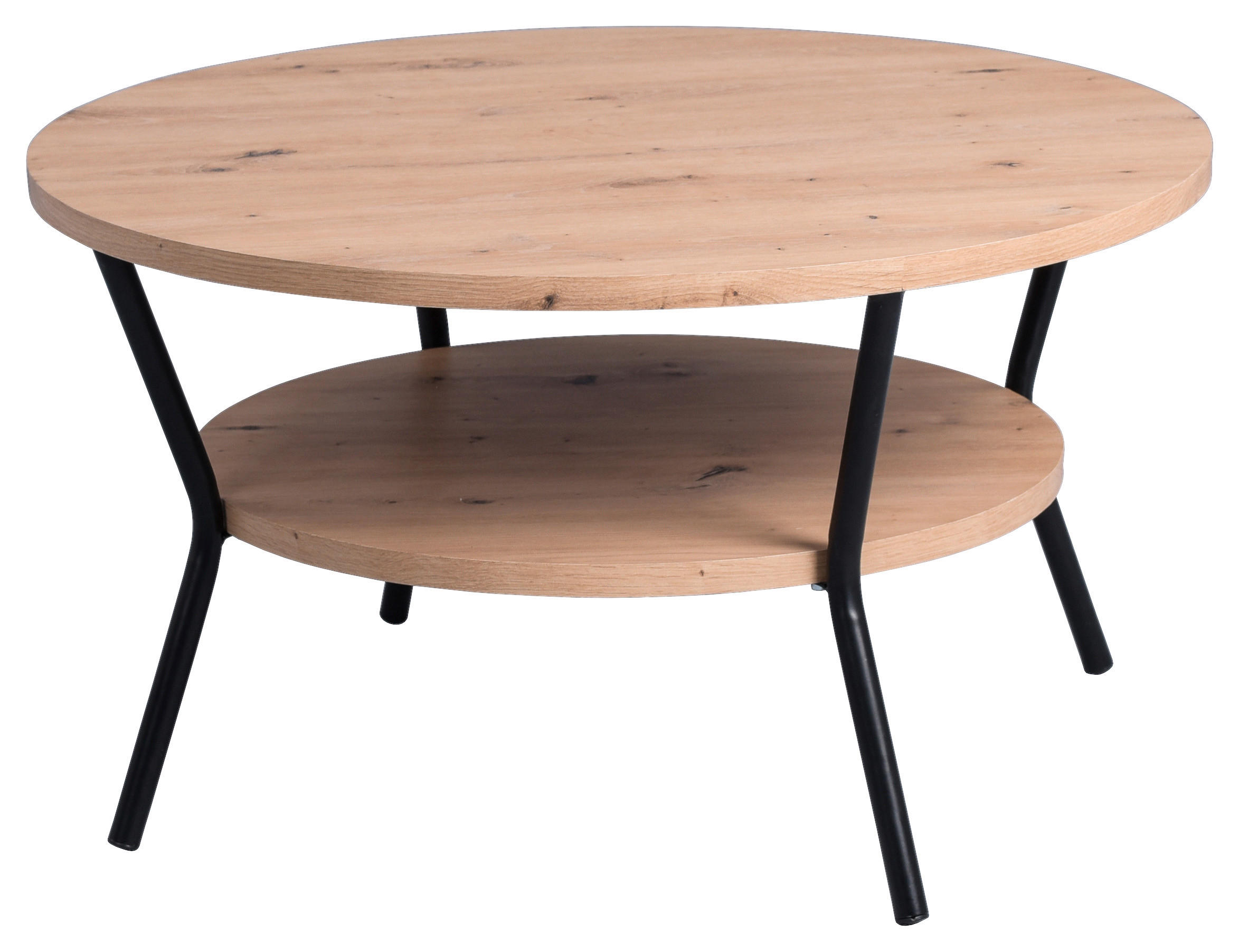 COUCHTISCH Couchtisch 80/80/45 cm rund Schwarz, Eiche Artisan  - Schwarz/Eiche Artisan, KONVENTIONELL, Holzwerkstoff/Metall (80/80/45cm) - Livetastic