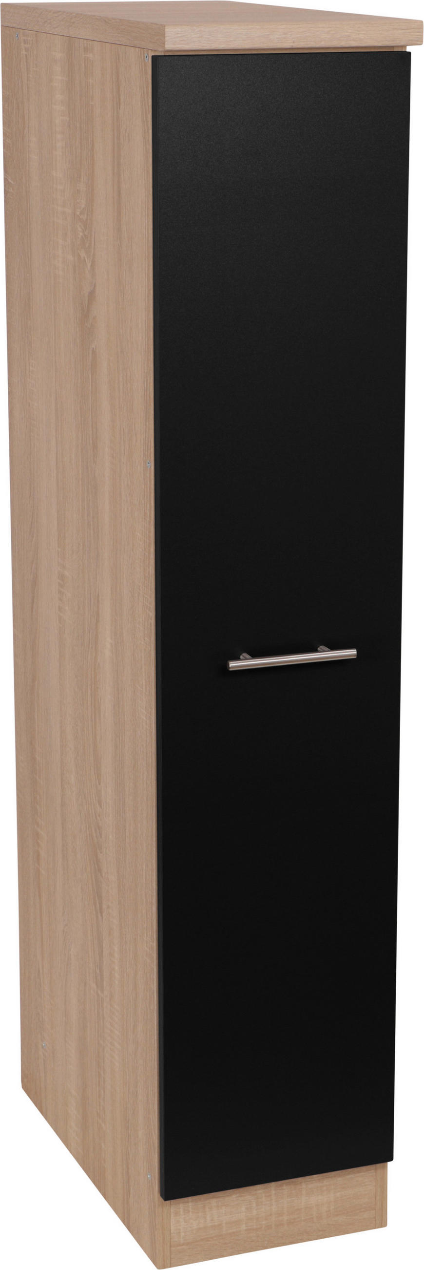 APOTHEKERSCHRANK 30/144,8/60 cm  in Schwarz, Eichefarben  - Eichefarben/Silberfarben, Basics, Holzwerkstoff/Metall (30/144,8/60cm) - Respekta