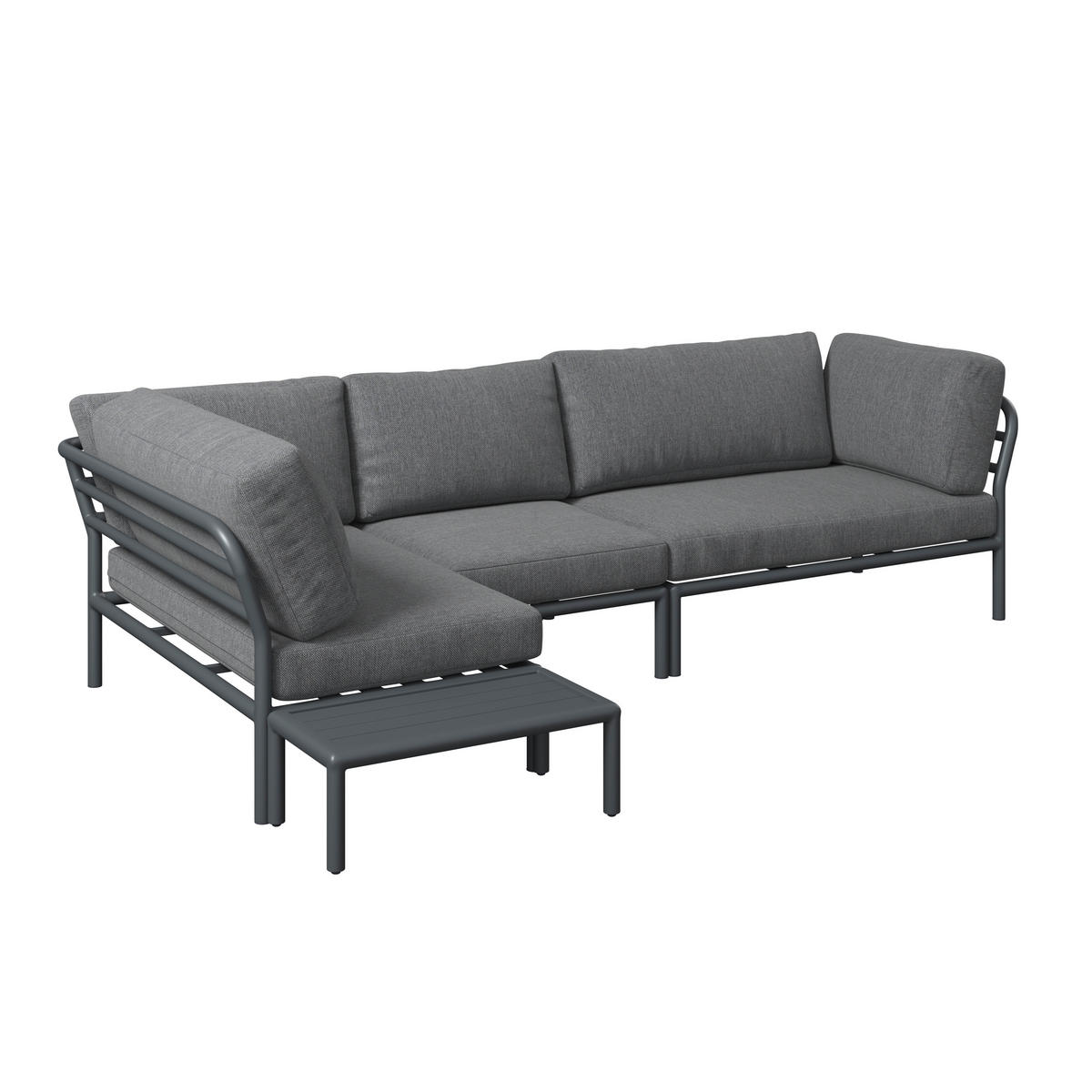 LOUNGEGARNITUR 169/289 cm Aluminium  - Dunkelgrau/Anthrazit, Design, Textil/Metall (169/289cm) - Amatio