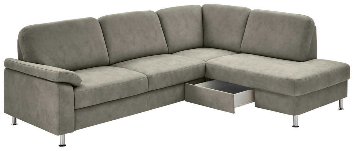 ECKSOFA in Mikrofaser Grau  - Grau, Design, Textil/Metall (266/202cm) - Beldomo System
