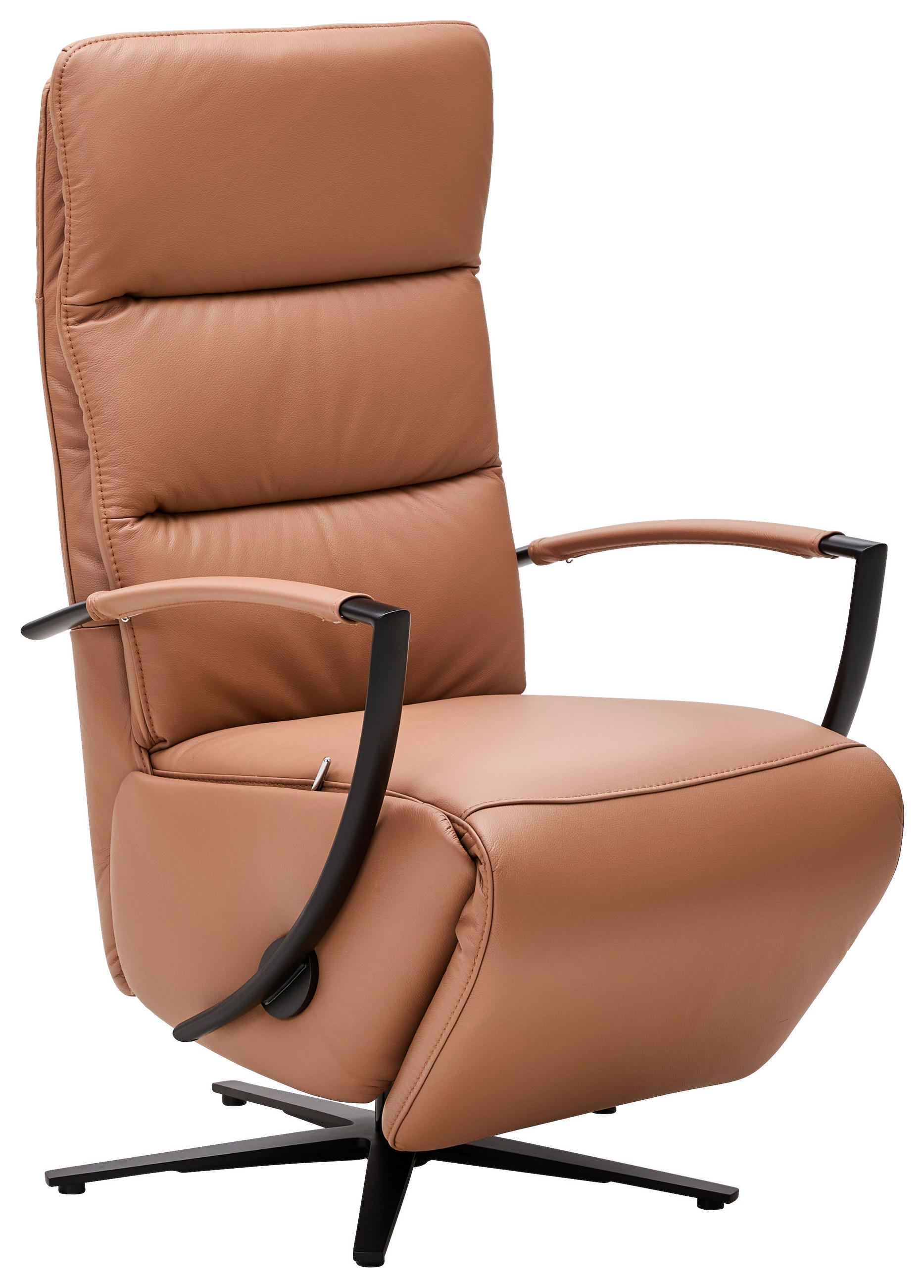 RELAXSESSEL Echtleder    - Schwarz/Braun, Design, Leder/Metall (64/112/80cm) - Cantus