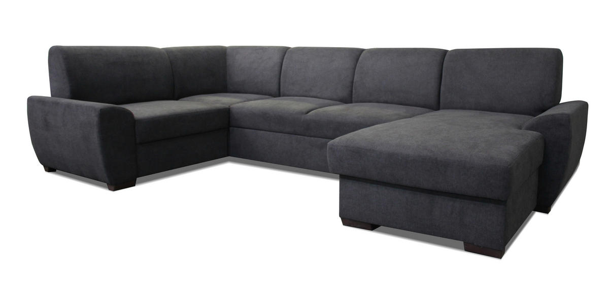 WOHNLANDSCHAFT in Struktur Dunkelgrau  - Dunkelgrau/Dunkelbraun, Design, Kunststoff/Textil (190/310/160cm) - Livetastic