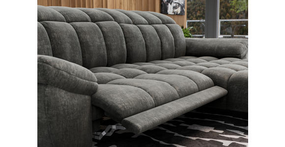 ECKSOFA inkl. Funktionen Dunkelgrau Chenille  - Dunkelgrau/Silberfarben, Design, Textil/Metall (266/105-178cm) - Xora