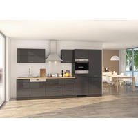 KÜCHENBLOCK 360 cm   in Graphitfarben  - Silberfarben/Graphitfarben, Modern, Holzwerkstoff/Metall (360cm) - Held