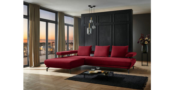 ECKSOFA in Chenille Rot  224/305 cm  - Rot/Schwarz, Design, Textil/Metall (224/305cm) - Dieter Knoll