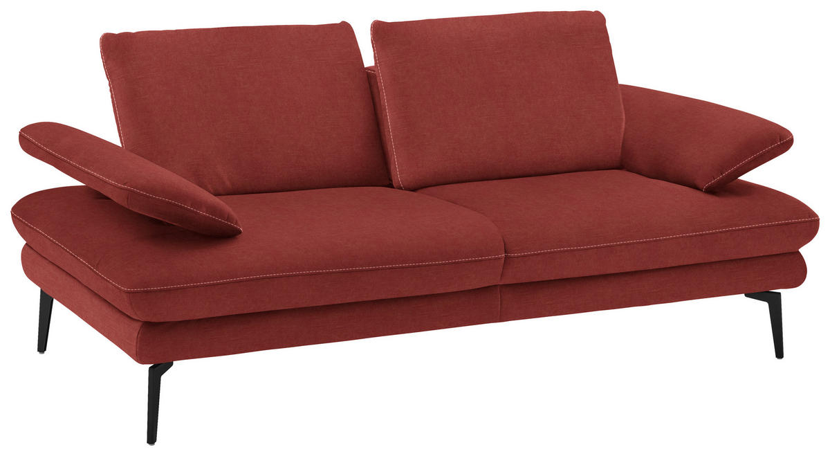 2,5-SITZER in Velours Koralle  - Koralle/Beige, Design, Textil/Metall (196/89/104cm) - Dieter Knoll