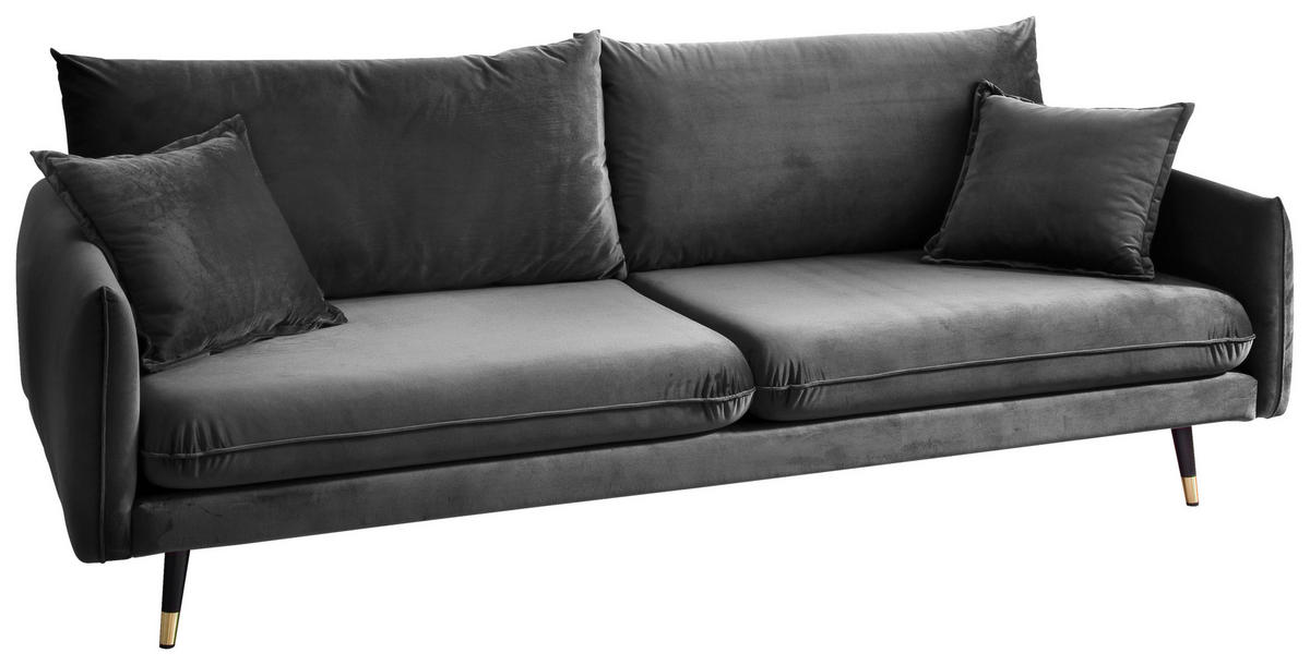 3-SITZER-SOFA ROSSANA-3S Sofa in Samt Anthrazit  - Anthrazit, MODERN, Textil (215/88/94cm) - MID.YOU