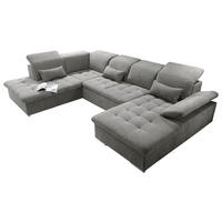 WOHNLANDSCHAFT Mikrovelours Schlammfarben  - Schlammfarben/Silberfarben, Konventionell, Kunststoff/Textil (240/340/188cm) - MID.YOU