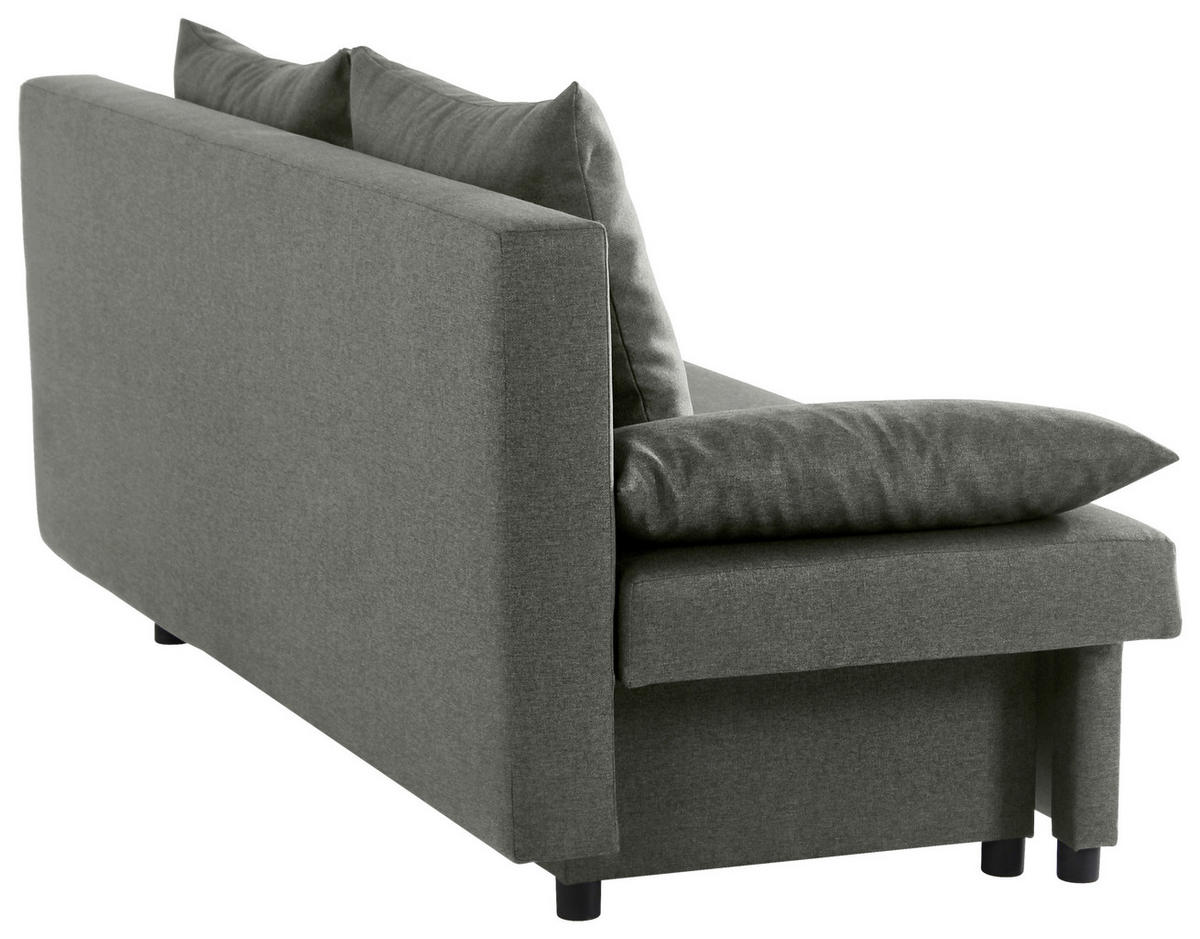 SCHLAFSOFA NEO Webstoff Grau  inkl. Rückenkissen, Armlehnenkissen, Bettkasten  - Schwarz/Grau, Basics, Kunststoff/Textil (192/82/82cm) - P & B