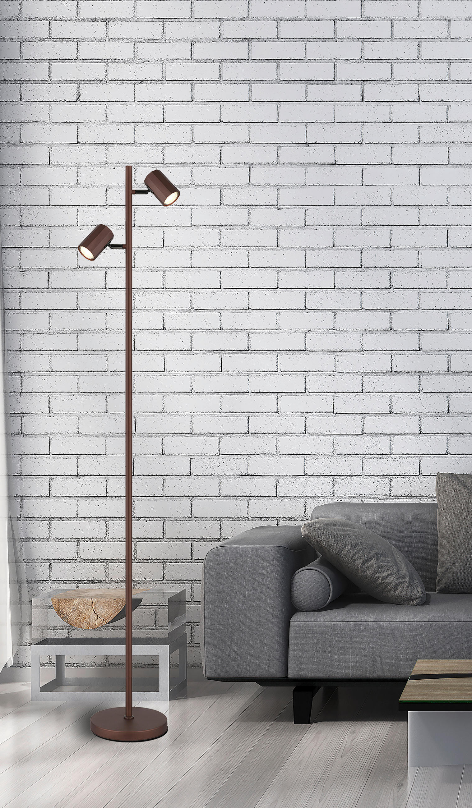 GOLVLAMPA 27/22/158 cm    - bronsfärgad, Design, metall (27/22/158cm) - Globo