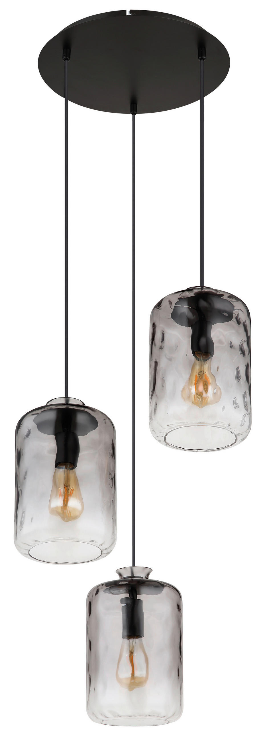 HÄNGELEUCHTE 47/120 cm    - Klar/Schwarz, Design, Glas/Metall (47/120cm) - Globo