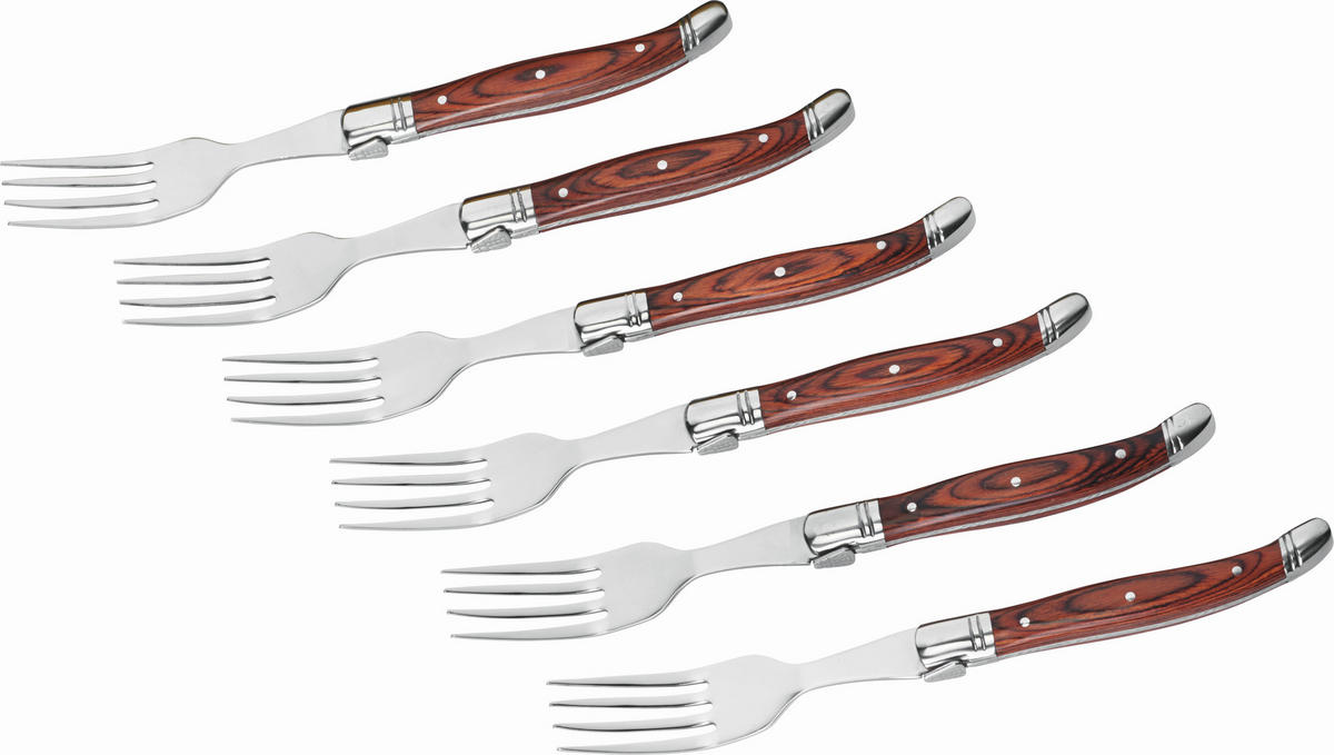Steakgabelset 6-tlg. - Edelstahlfarben, MODERN, Holz/Metall - Berndorf
