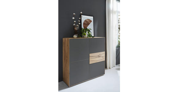 HIGHBOARD SOLIDA SOLIDA Anthrazit, Eichefarben  122/120/40 cm  - Eichefarben/Anthrazit, Design, Glas/Holz (122/120/40cm) - Valnatura