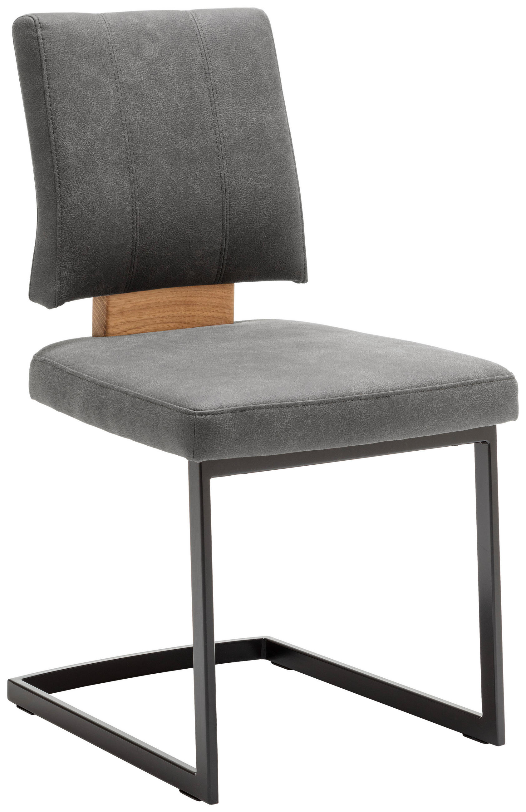 SCHWINGSTUHL  in Stahl Mikrofaser  - Eichefarben/Dunkelgrau, Design, Holz/Textil (50/88/60cm) - Venda